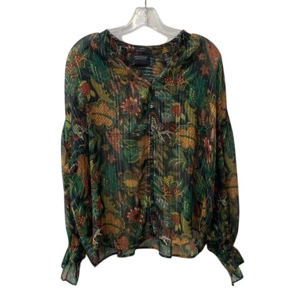 NWT Scotch & Soda Sheer Floral Blouse XS Fall Witchy Academia Vibes - Picture 1 of 5